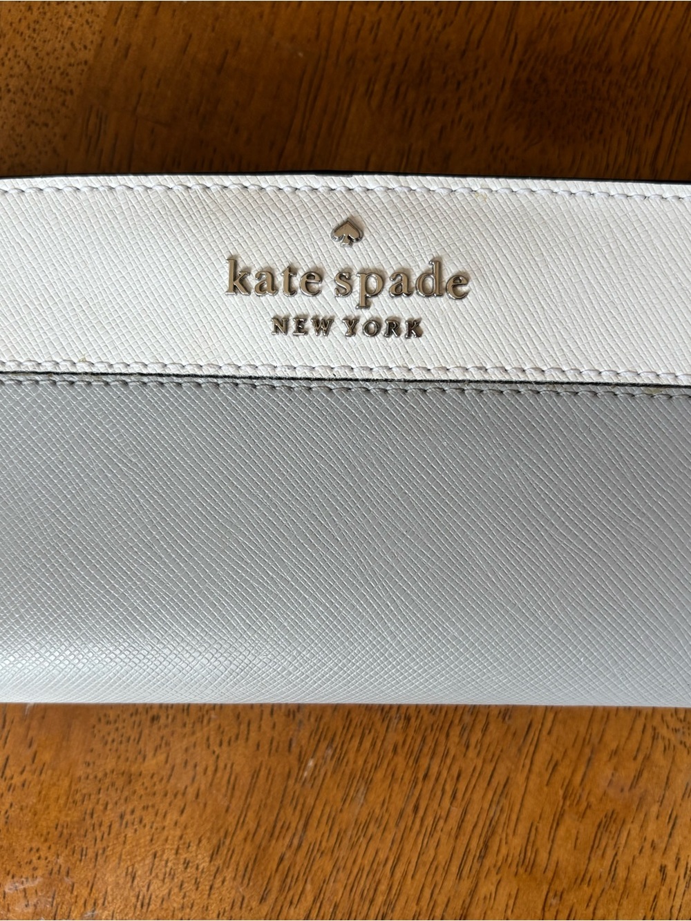 kate spade Two-Tone White and Light Gray Saffiano Wallet